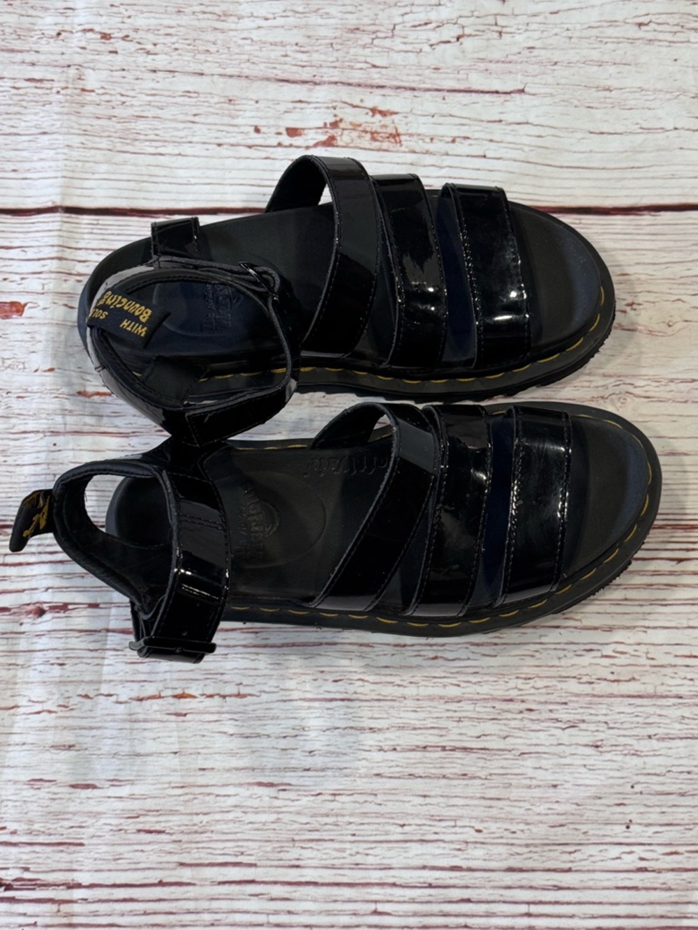 Dr Martens Docs Blaire Patent Leather Strap Sandals in Black Sz 6 - Picture 9 of 15